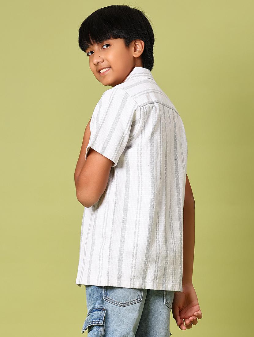 boys striped cuban collared short sleeve shirt - 21904246 -  Standard Image - 3