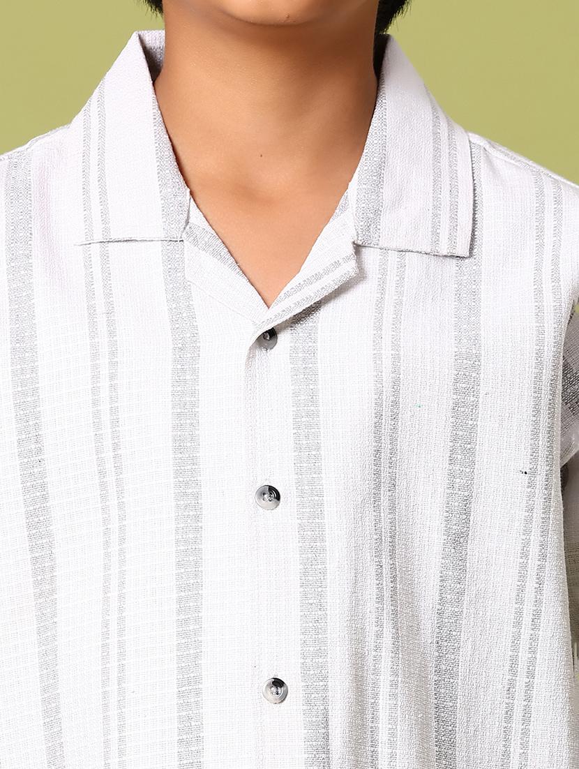 boys striped cuban collared short sleeve shirt - 21904246 - Standard Image - 5