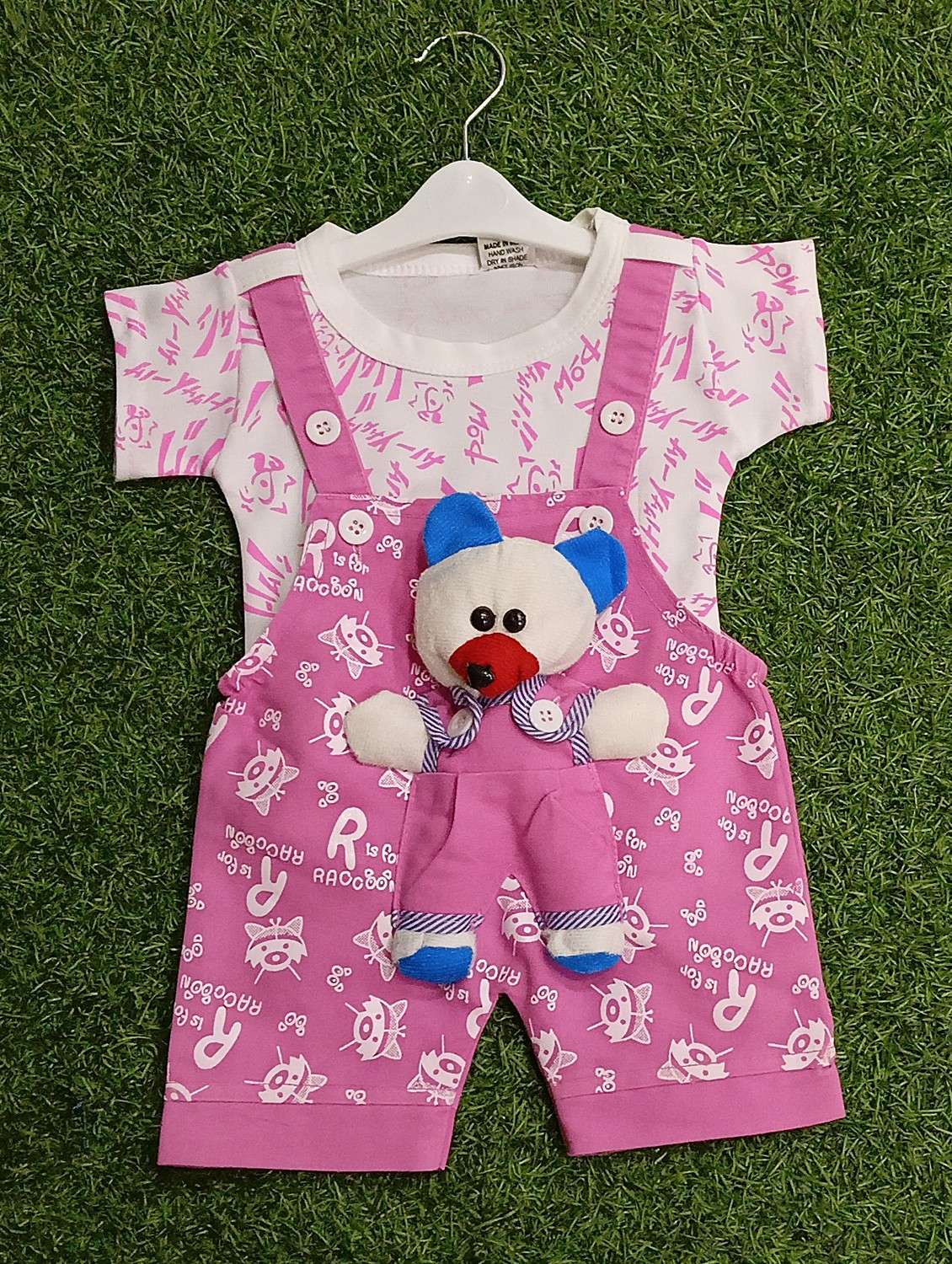 kids printed t-shirt & dungree set