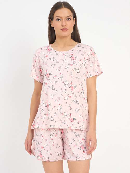 women printed nightwear shrorts set - 21904429 - Standard Image - 0