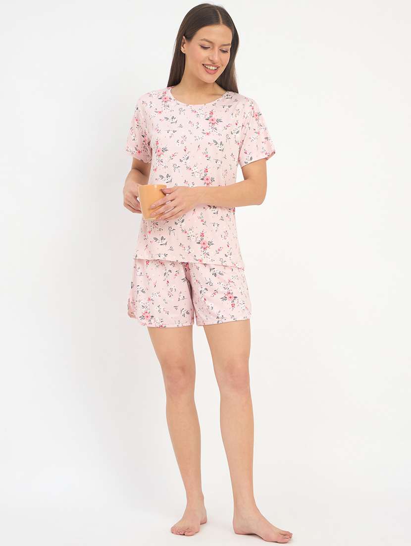 women printed nightwear shrorts set - 21904429 - Standard Image - 5