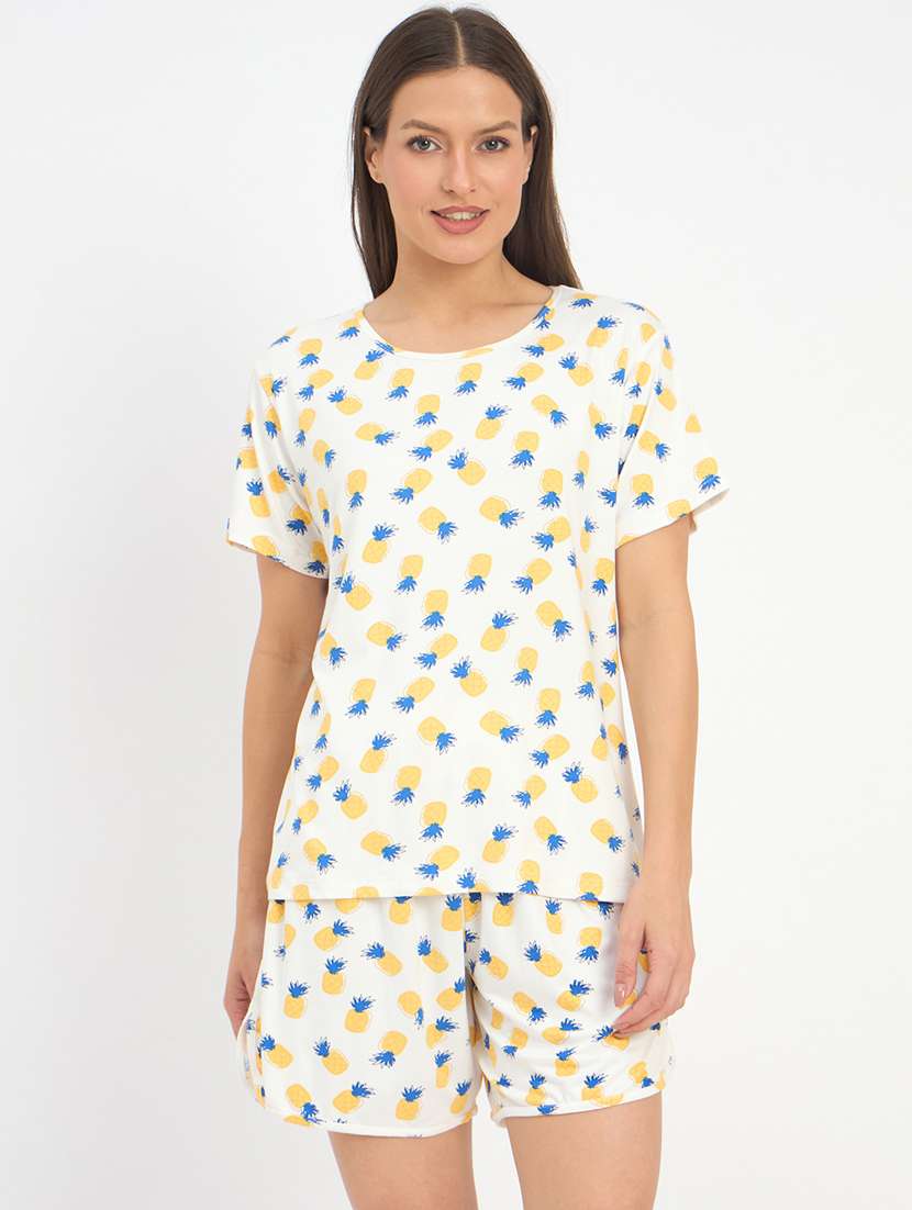 women printed nightwear shrorts set