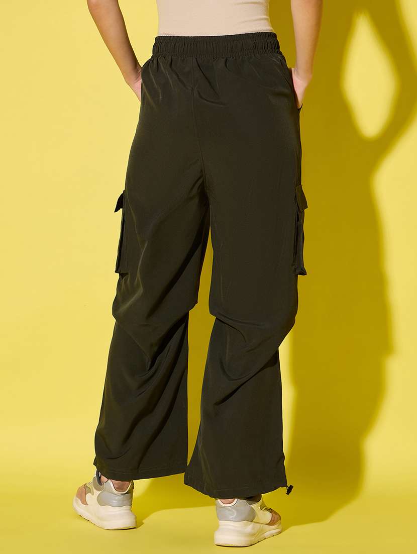 women solid high rise parachute pants - 21904436 -  Standard Image - 3