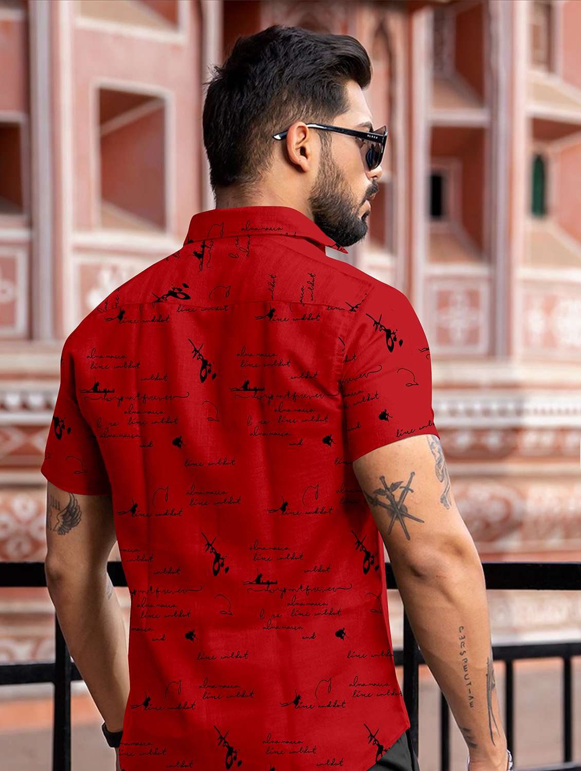 men printed short sleeve regular fit casual shirt - 21904573 -  Standard Image - 3