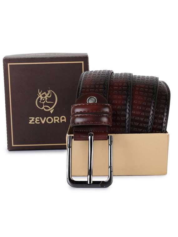men brown textured belt