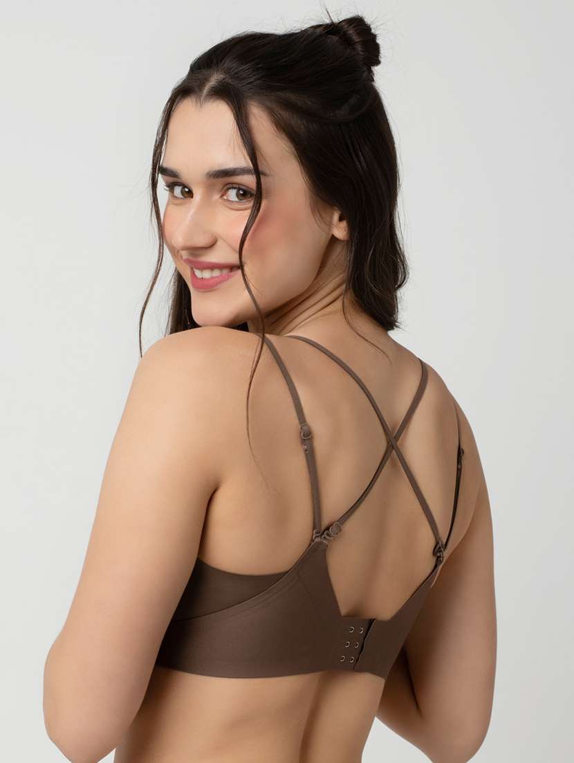 women solid lightly padded styled back  bra - 21904836 -  Standard Image - 3