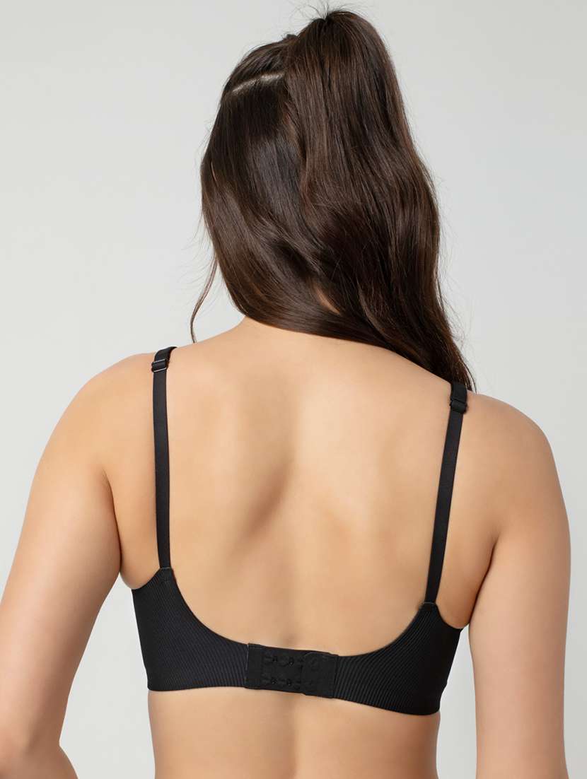 women solid lightly padded plunge bra - 21904846 -  Standard Image - 3