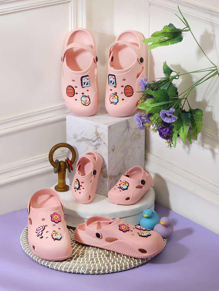kids pink solid clog
