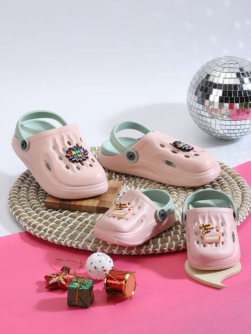 kids pink solid clog