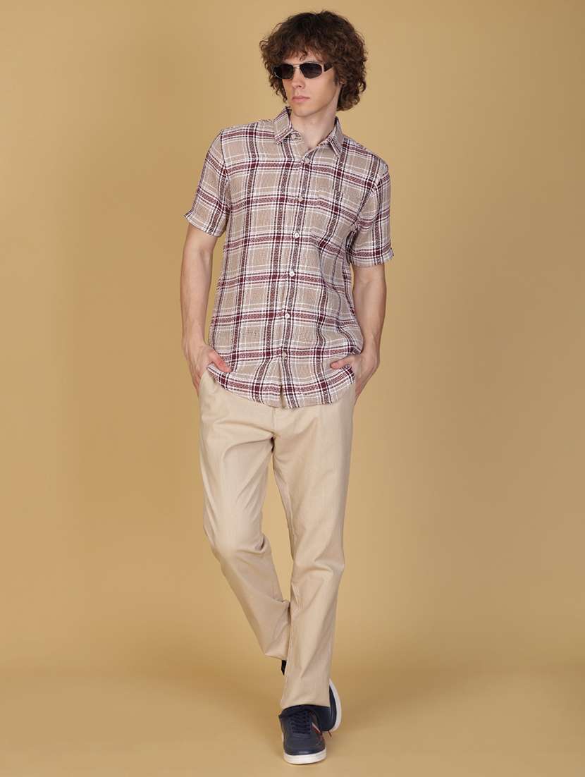 men checkered short sleeve regular fit casual shirt - 21905114 -  Standard Image - 3