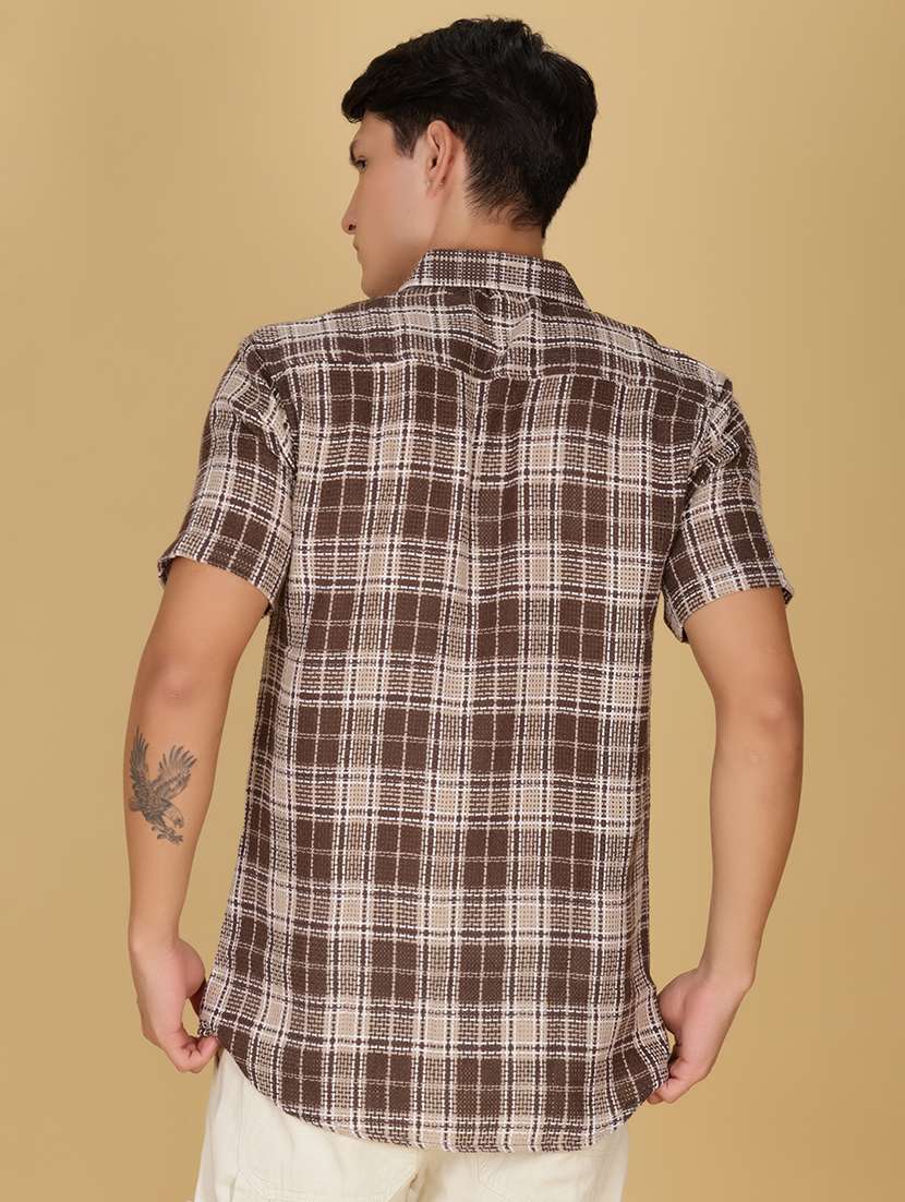 men checkered short sleeve regular fit casual shirt - 21905115 -  Standard Image - 3