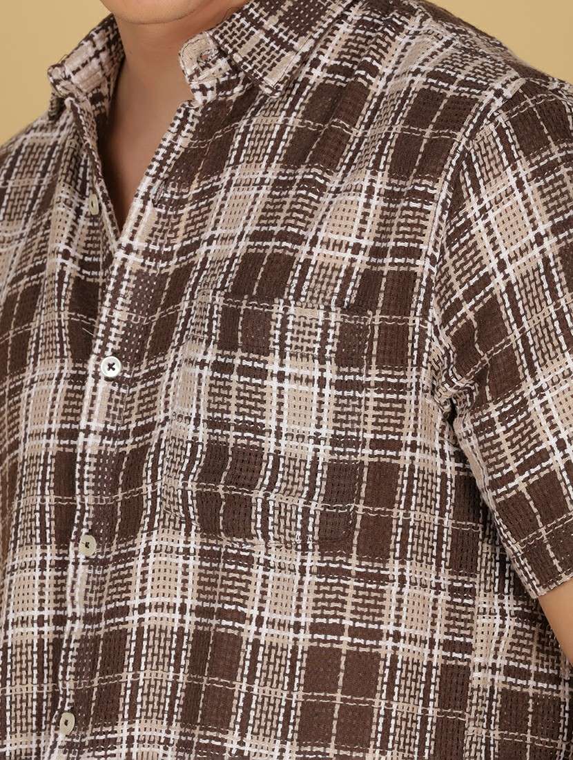 men checkered short sleeve regular fit casual shirt - 21905115 -  Standard Image - 5