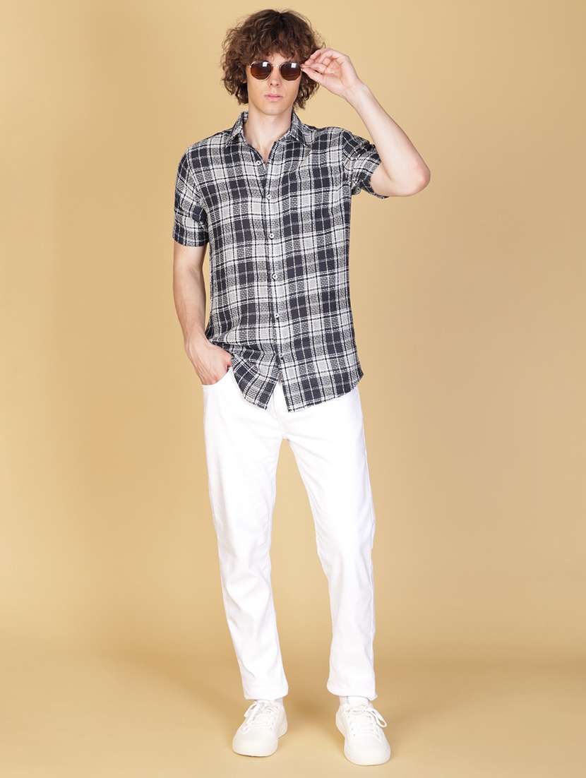 men checkered short sleeve regular fit casual shirt - 21905116 -  Standard Image - 3