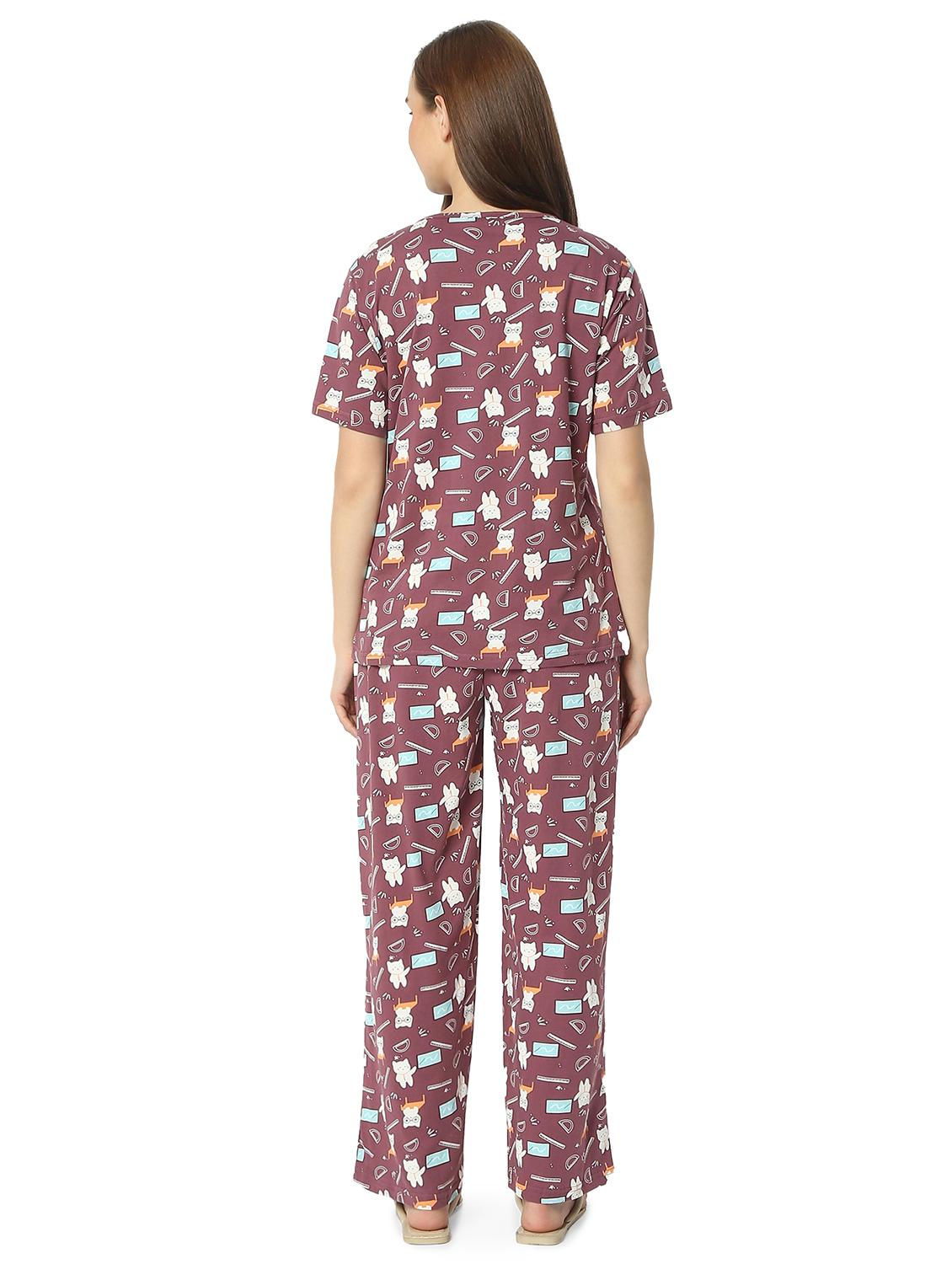 women printed nightwear pyjama set - 21905136 - Standard Image - 3