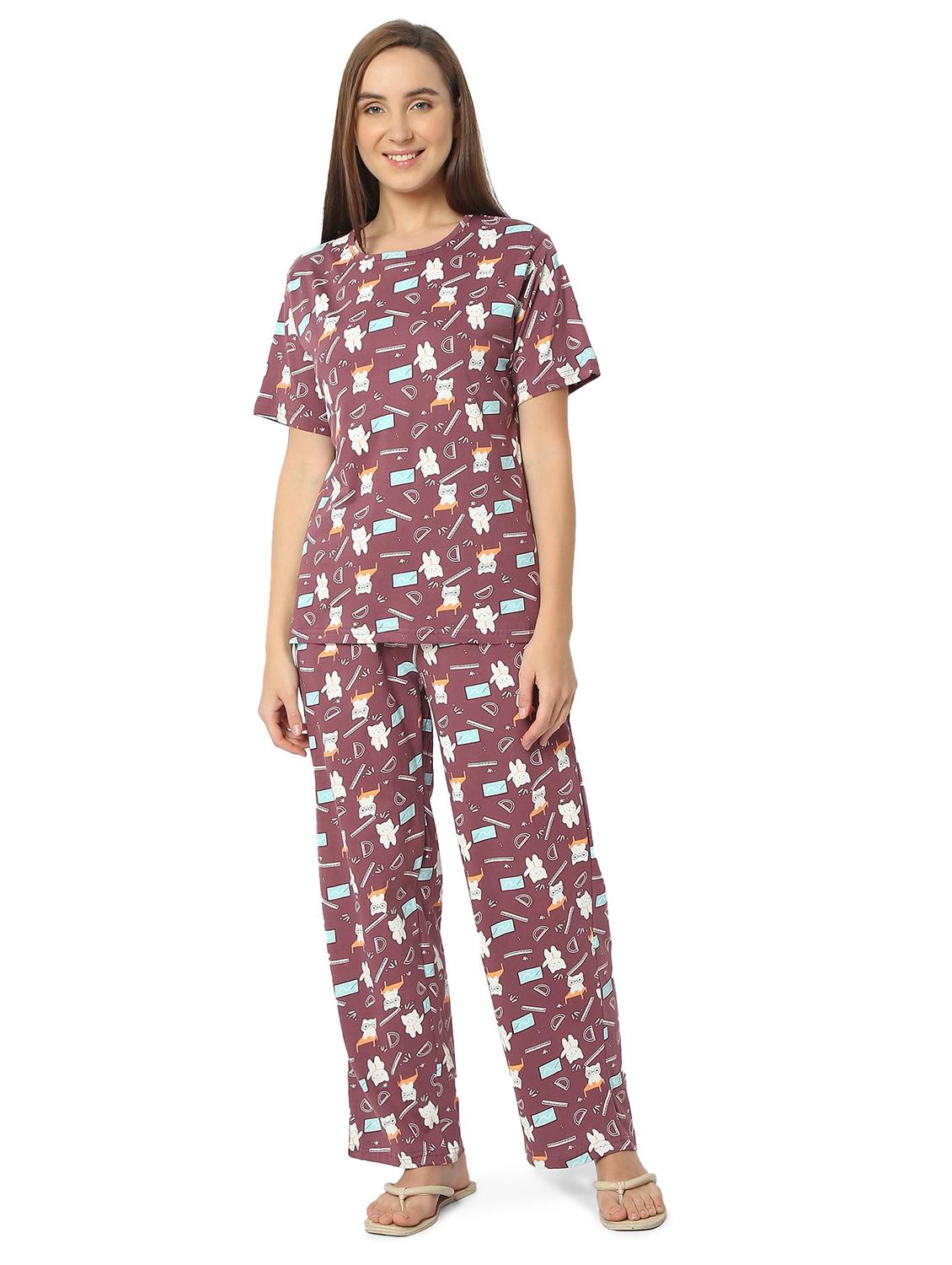 women printed nightwear pyjama set - 21905136 - Standard Image - 5