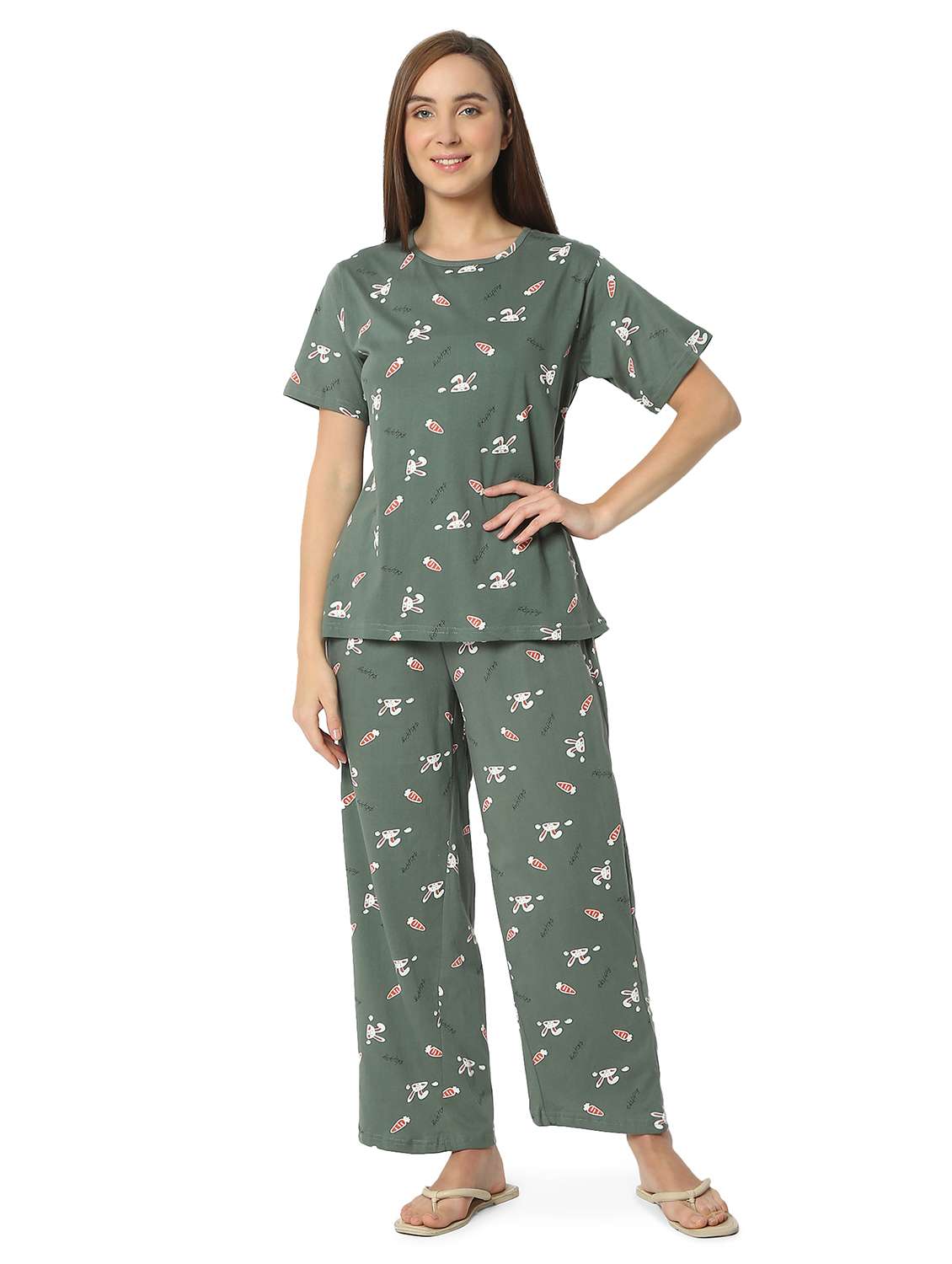 women printed nightwear pyjama set - 21905137 - Standard Image - 5