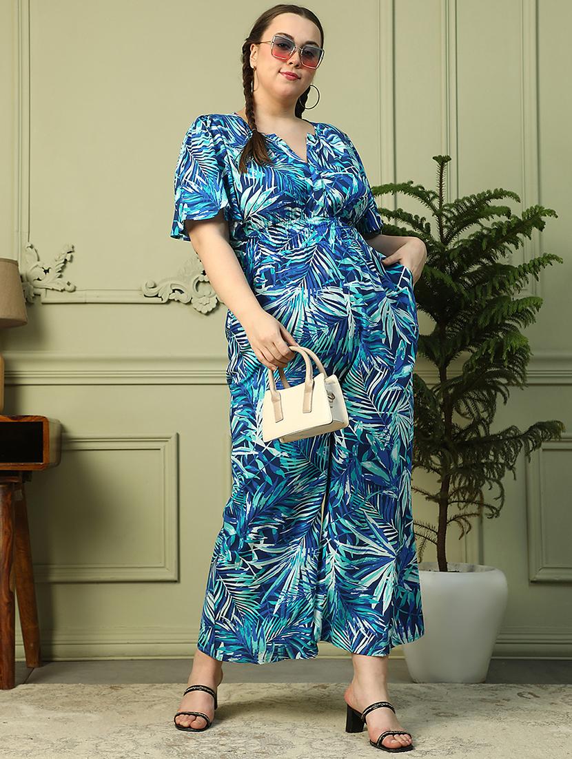women printed short sleeves full length jumpsuit - 21905193 - Standard Image - 3
