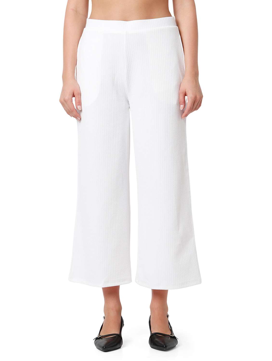 women solid mid rise wide leg trouser - 21905200 -  Zoom Image - 0