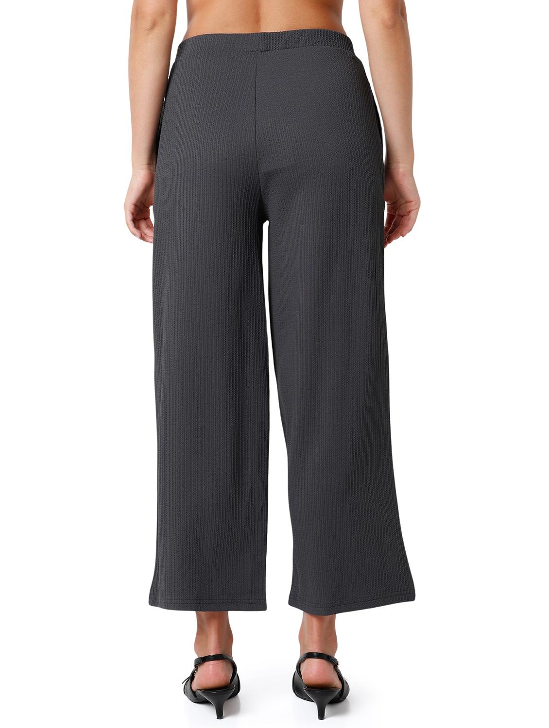 women solid mid rise wide leg trouser - 21905201 - Standard Image - 3