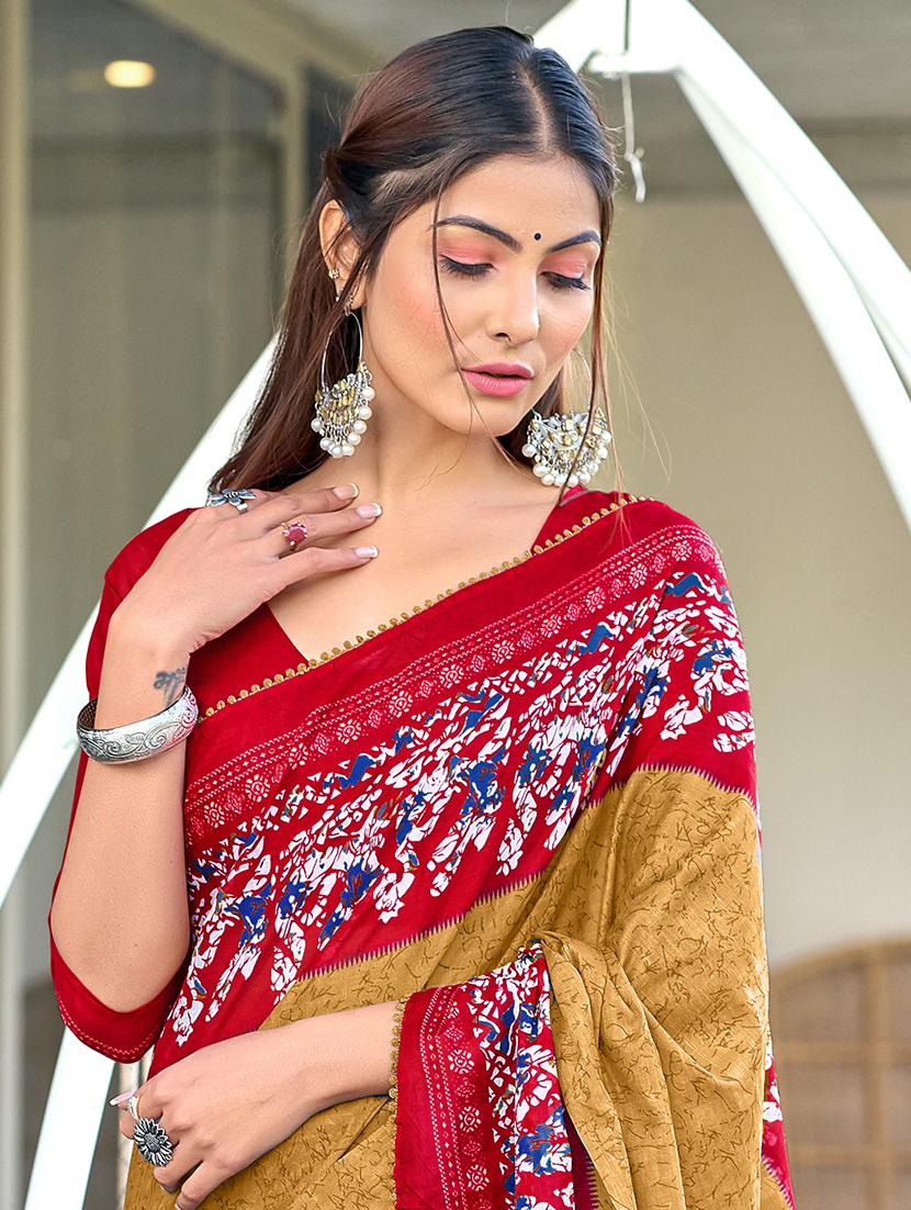 women printed casual wear saree with blouse - 21905313 - Standard Image - 3