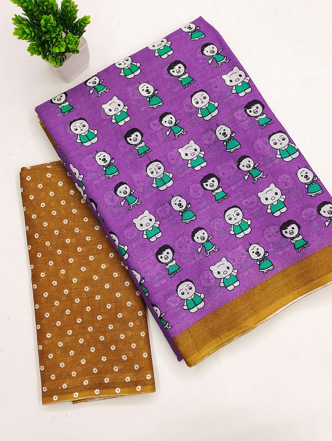 women purple printed saree with blouse - 21905324 -  Standard Image - 3