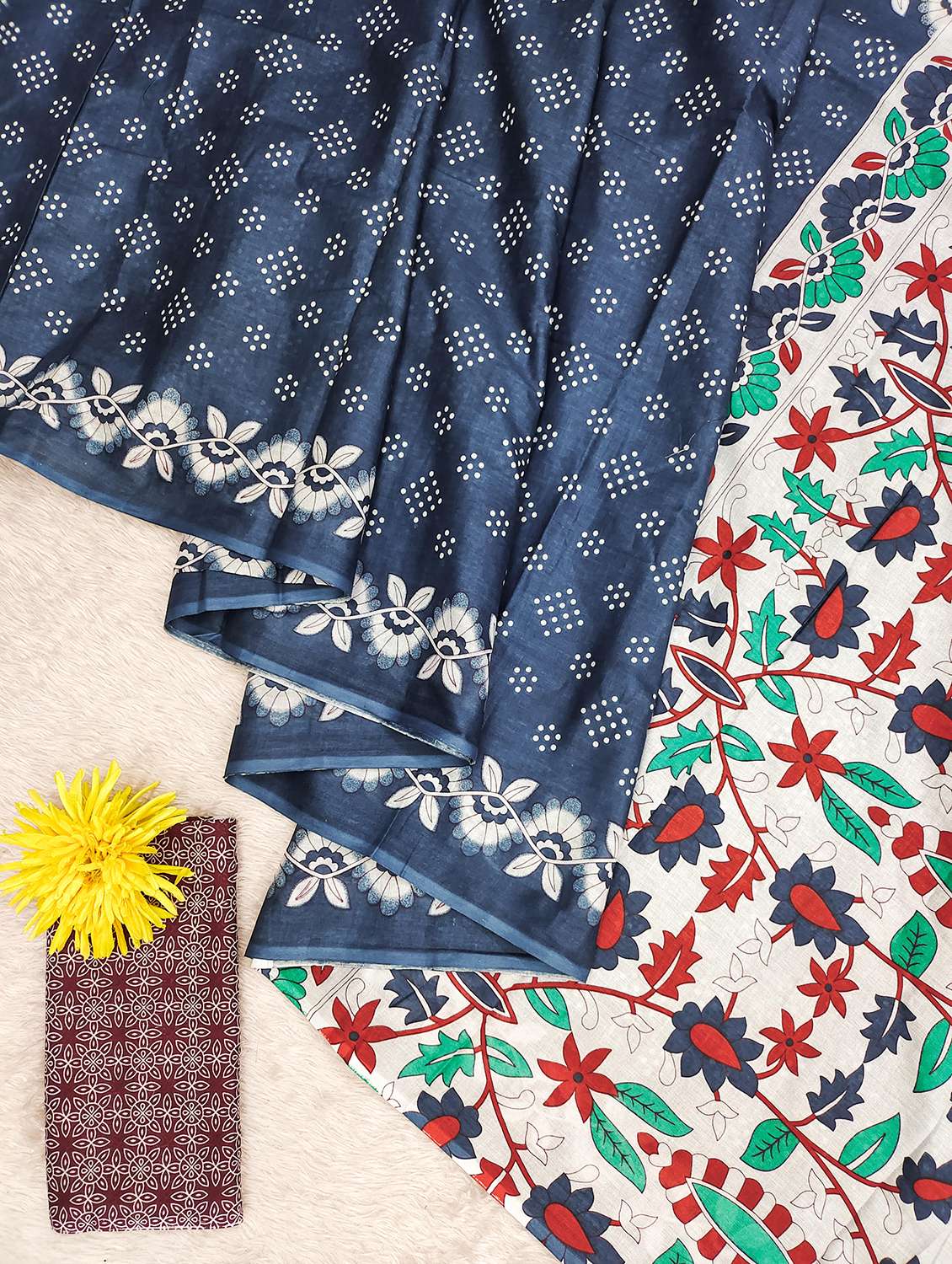 women blue printed saree with blouse - 21905325 -  Standard Image - 5