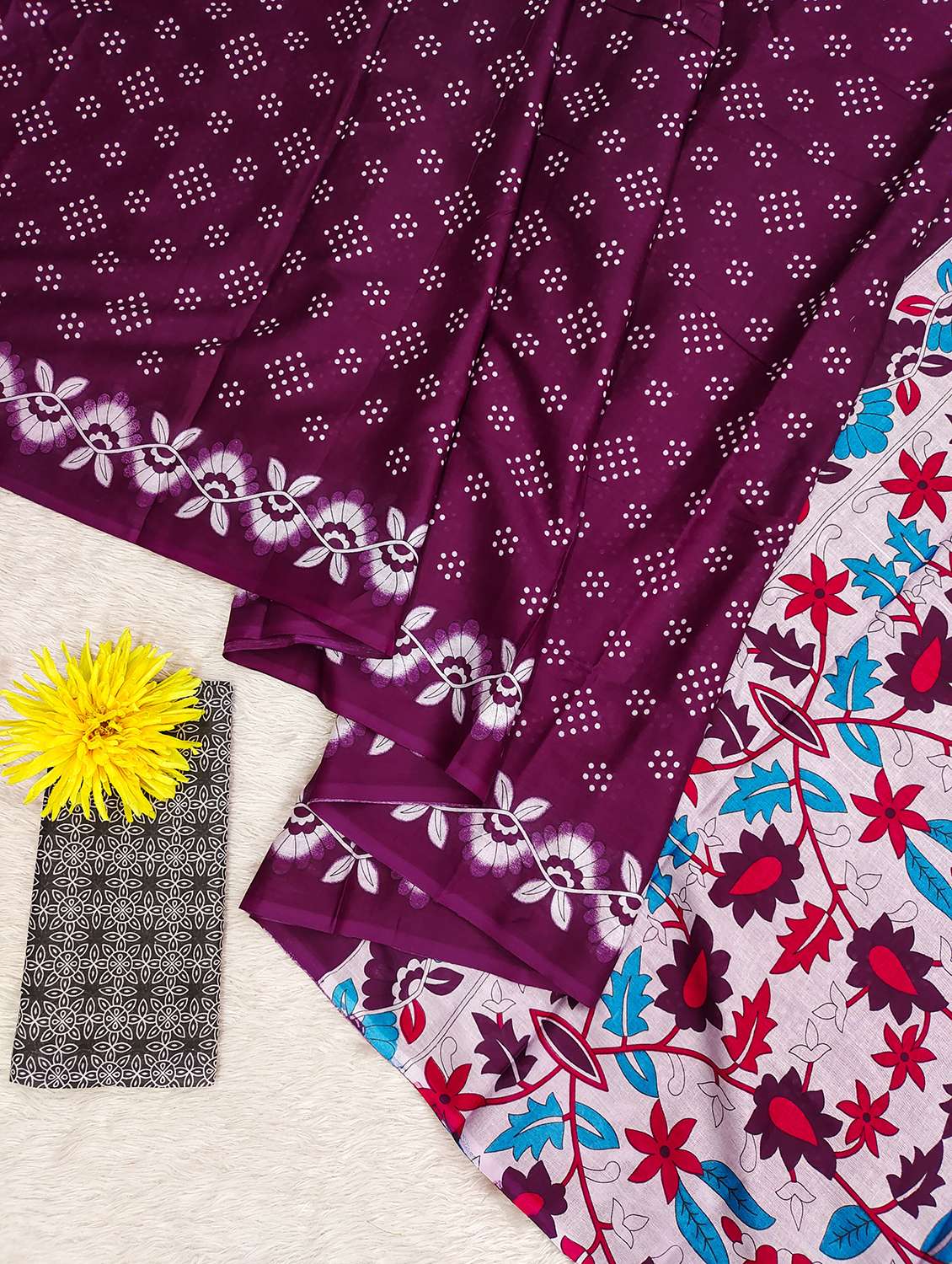 women purple printed saree with blouse - 21905328 -  Standard Image - 5