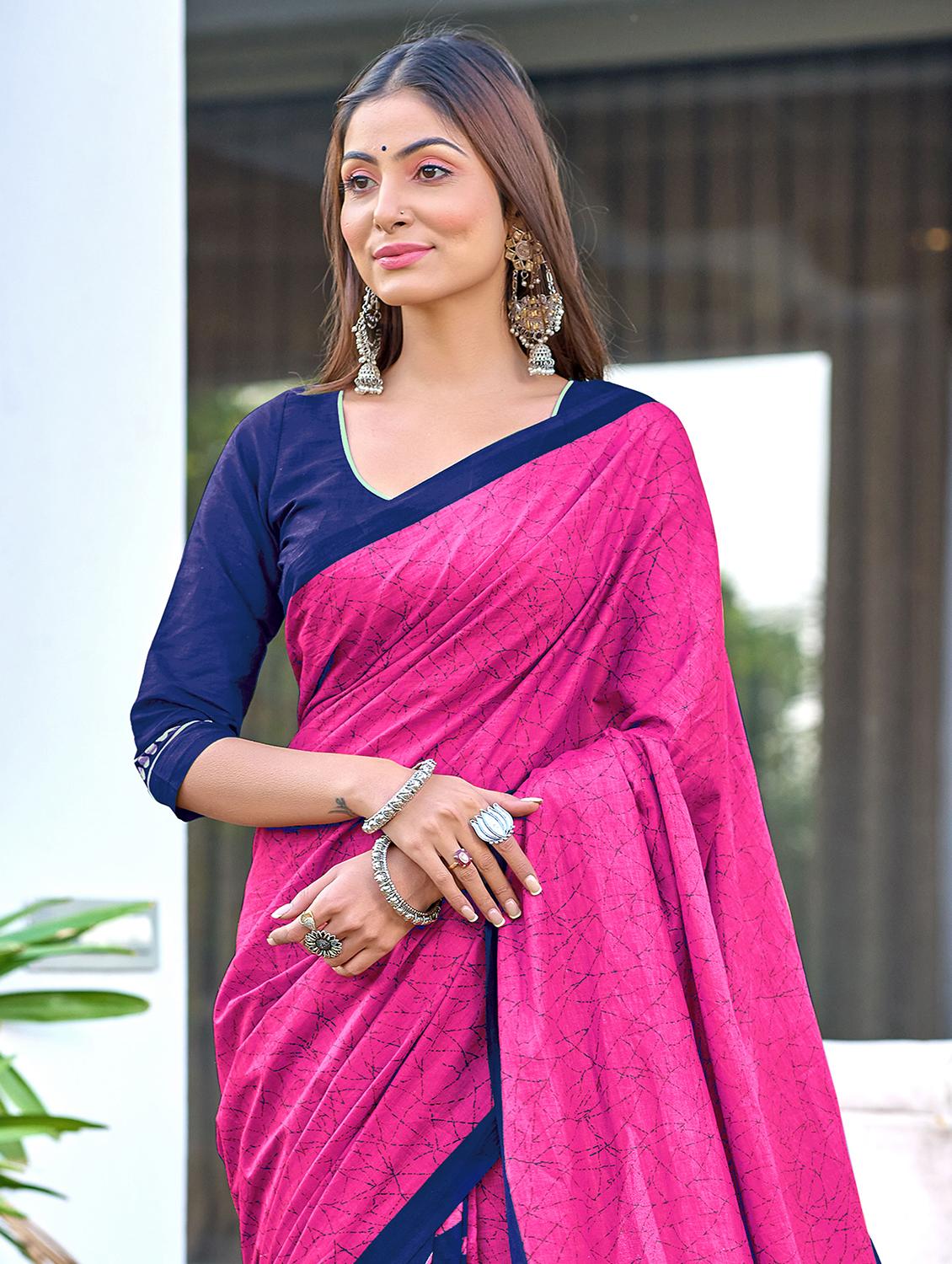 women printed casual wear saree with blouse - 21905330 - Standard Image - 3