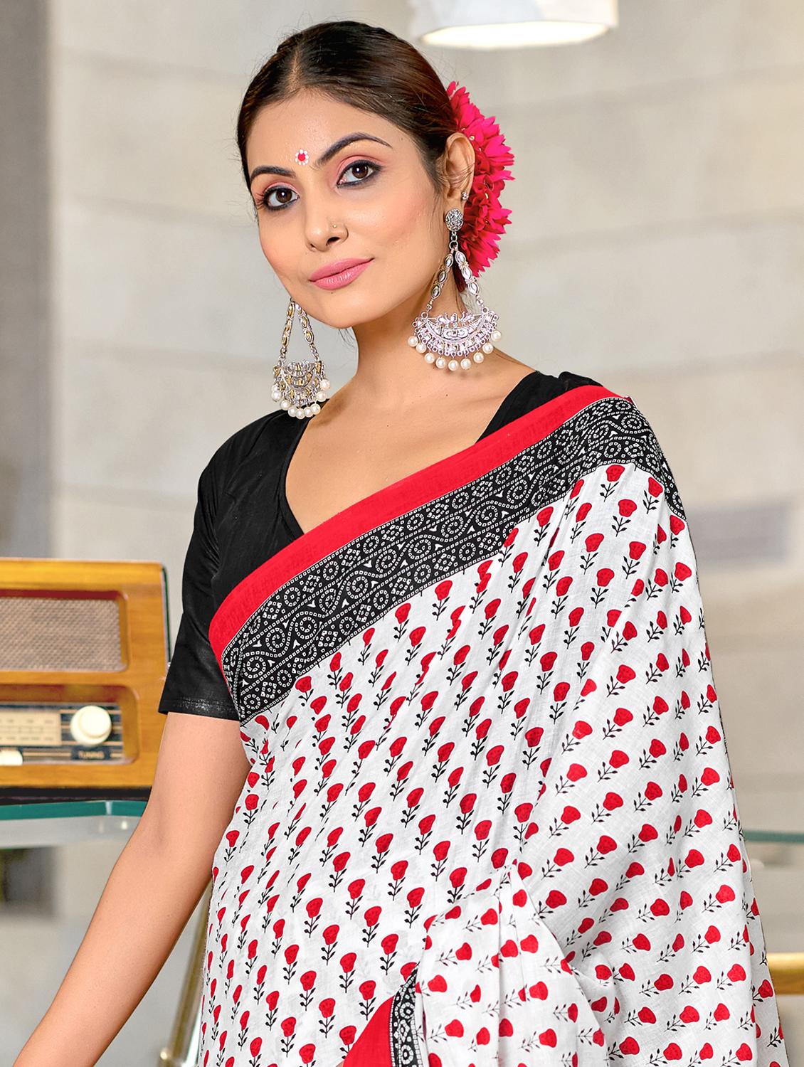 women printed casual wear saree with blouse - 21905333 - Standard Image - 3