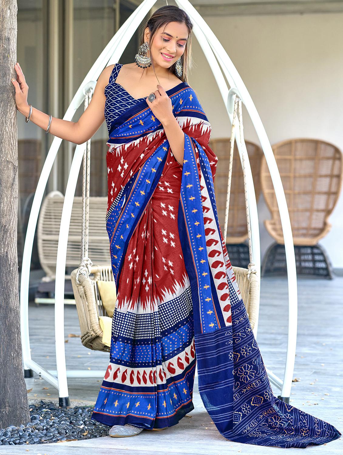 women printed casual wear saree with blouse - 21905339 -  Zoom Image - 0
