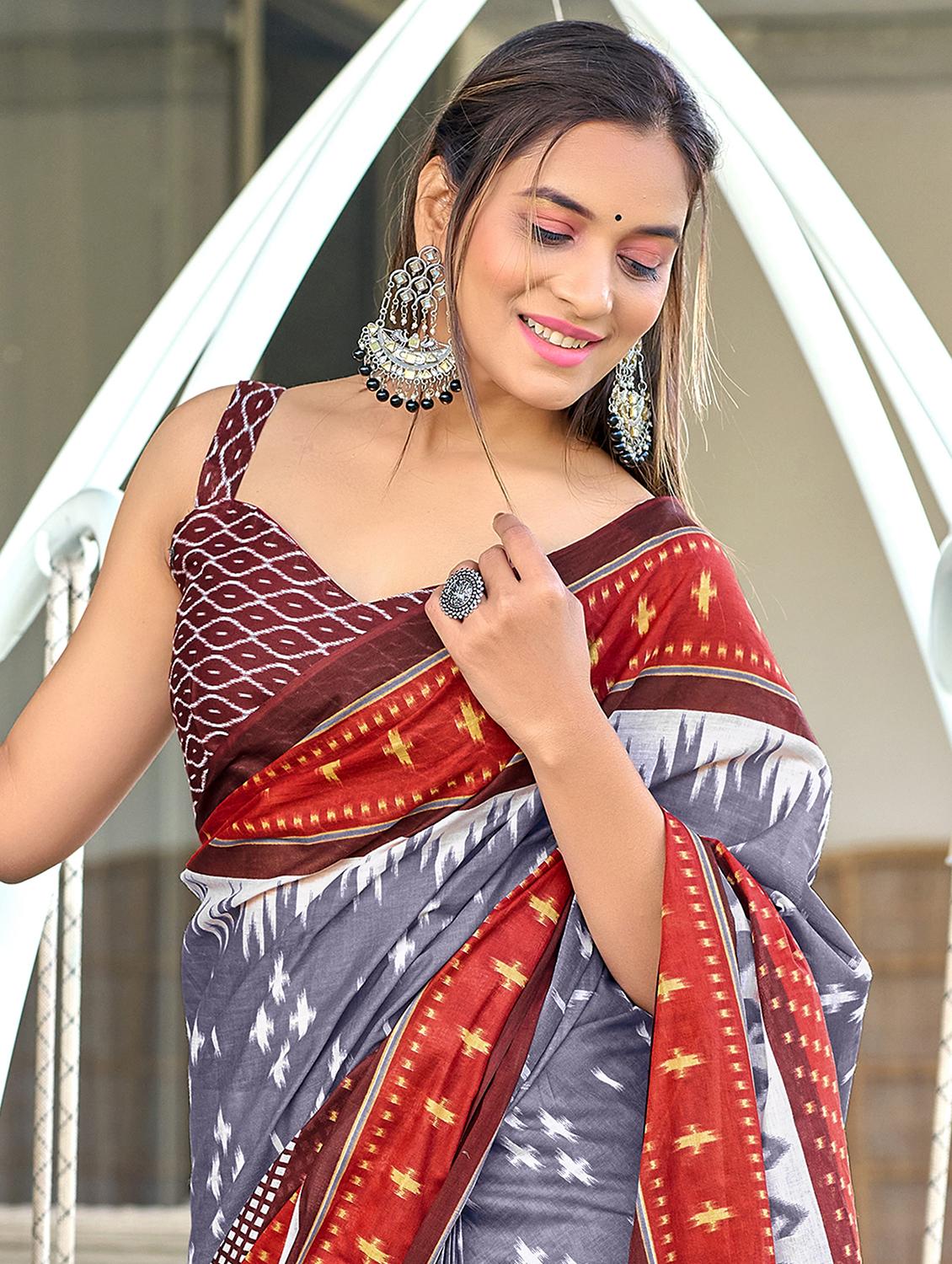 women printed casual wear saree with blouse - 21905341 - Standard Image - 3