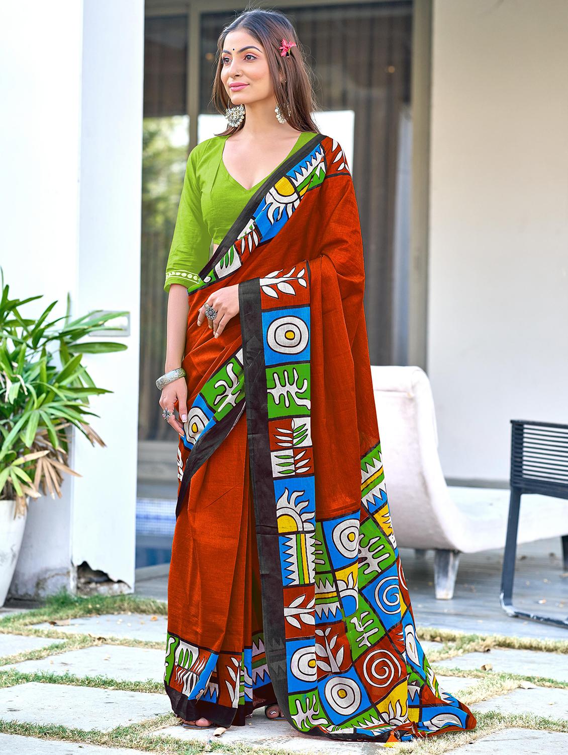 women printed casual wear saree with blouse - 21905347 - Zoom Image - 0