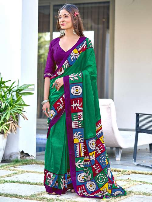 women printed casual wear saree with blouse - 21905348 - Standard Image - 0