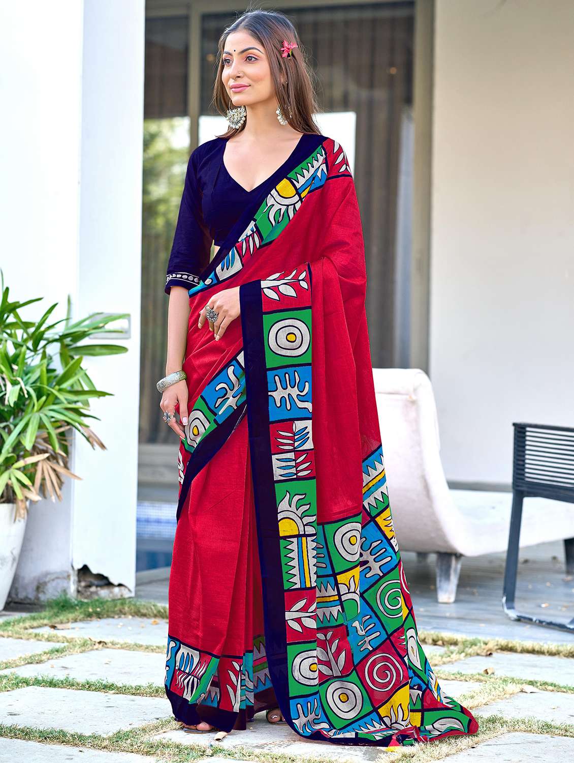 women printed casual wear saree with blouse - 21905350 -  Zoom Image - 0