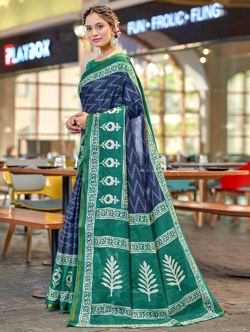 women printed casual wear saree with blouse - 21905391 -  Standard Image - 0