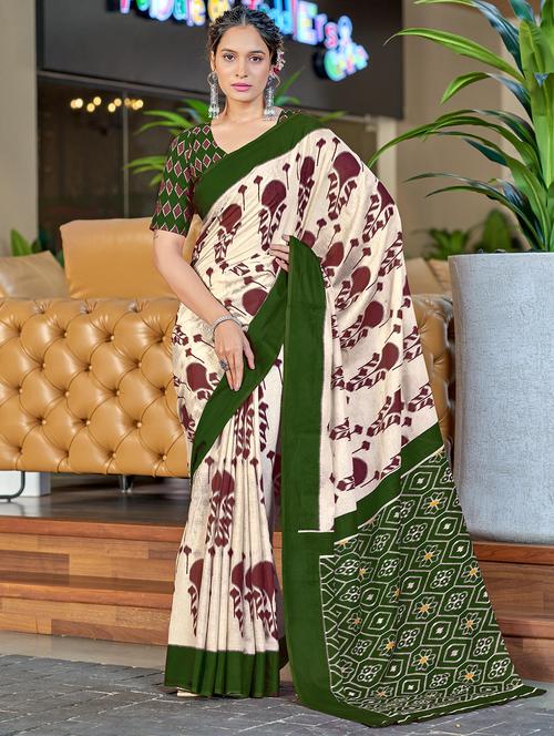 women ikat printed saree with blouse - 21905425 -  Standard Image - 0