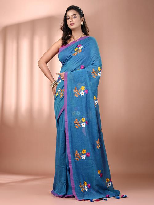 women floral handloom saree with blouse - 21905492 - Standard Image - 0
