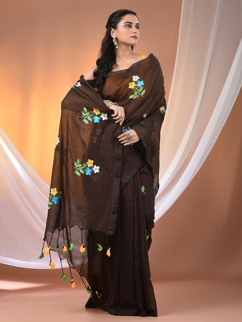 women floral handloom saree with blouse - 21905493 - Standard Image - 3