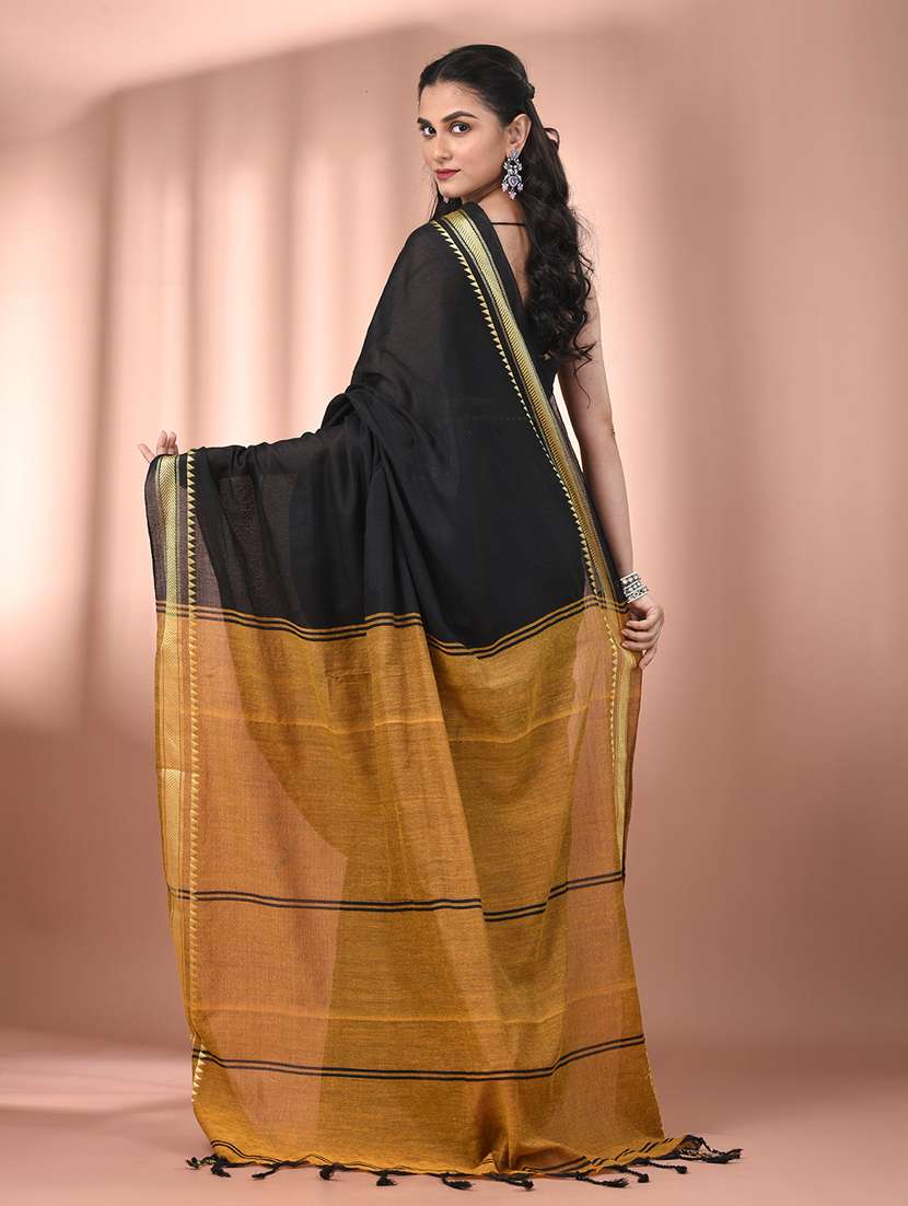 women solid handloom saree with blouse - 21905499 -  Standard Image - 3