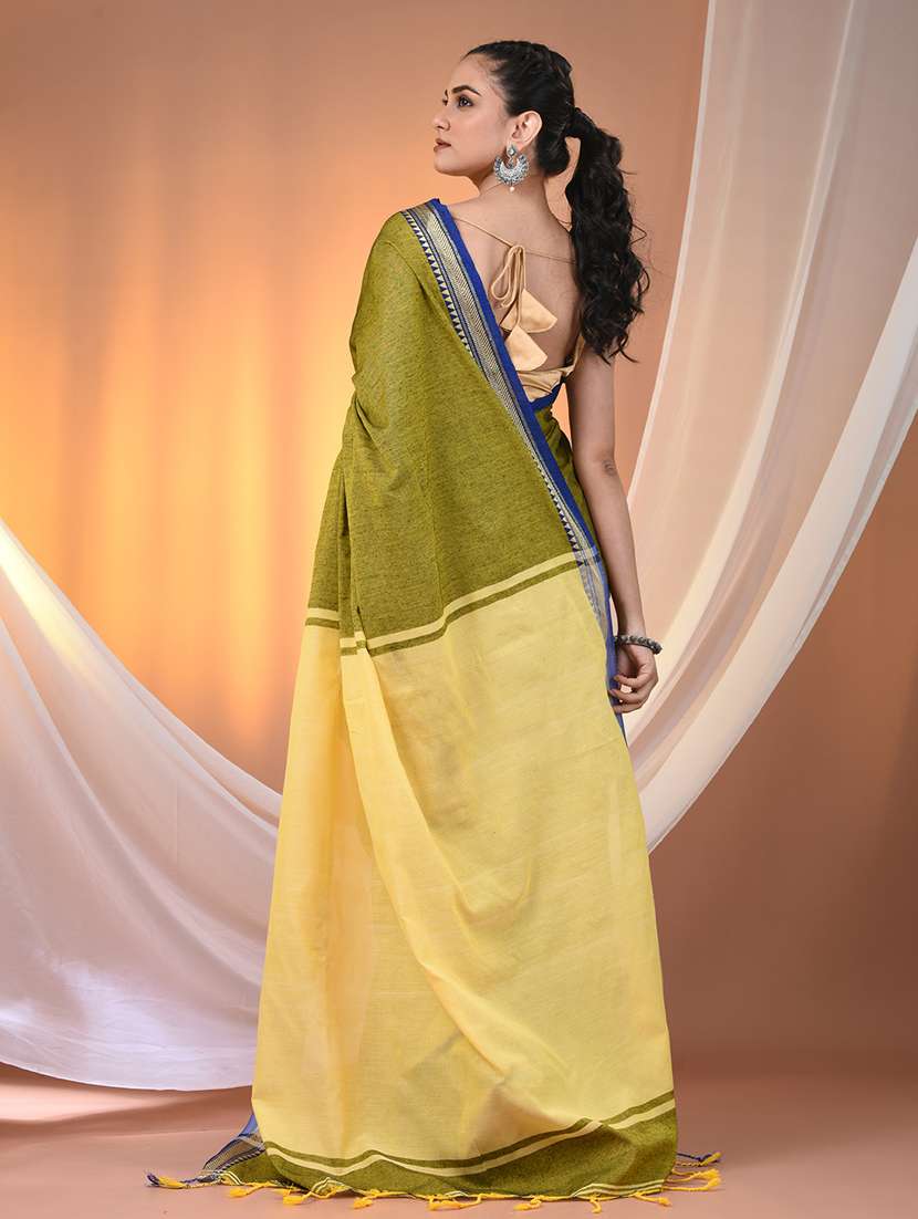 women solid handloom saree with blouse - 21905502 -  Standard Image - 3