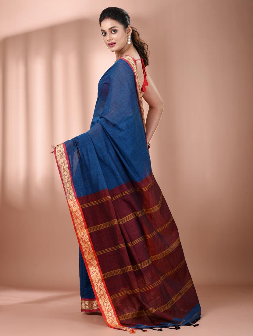 women solid handloom saree - 21905503 - Standard Image - 3