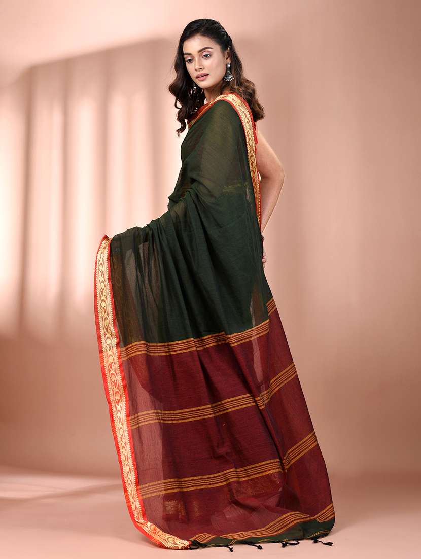 women solid handloom saree - 21905505 -  Standard Image - 3