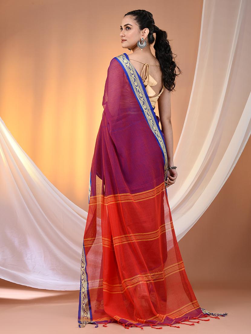 women solid handloom saree - 21905506 - Standard Image - 3