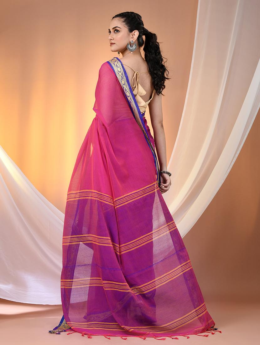women solid handloom saree - 21905507 - Standard Image - 3