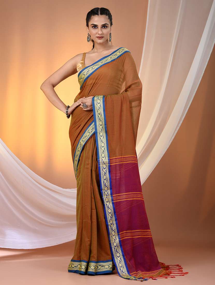 women solid handloom saree