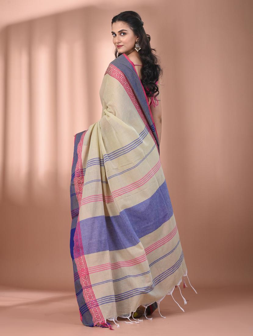 women beige handloom saree with blouse - 21905532 - Standard Image - 3