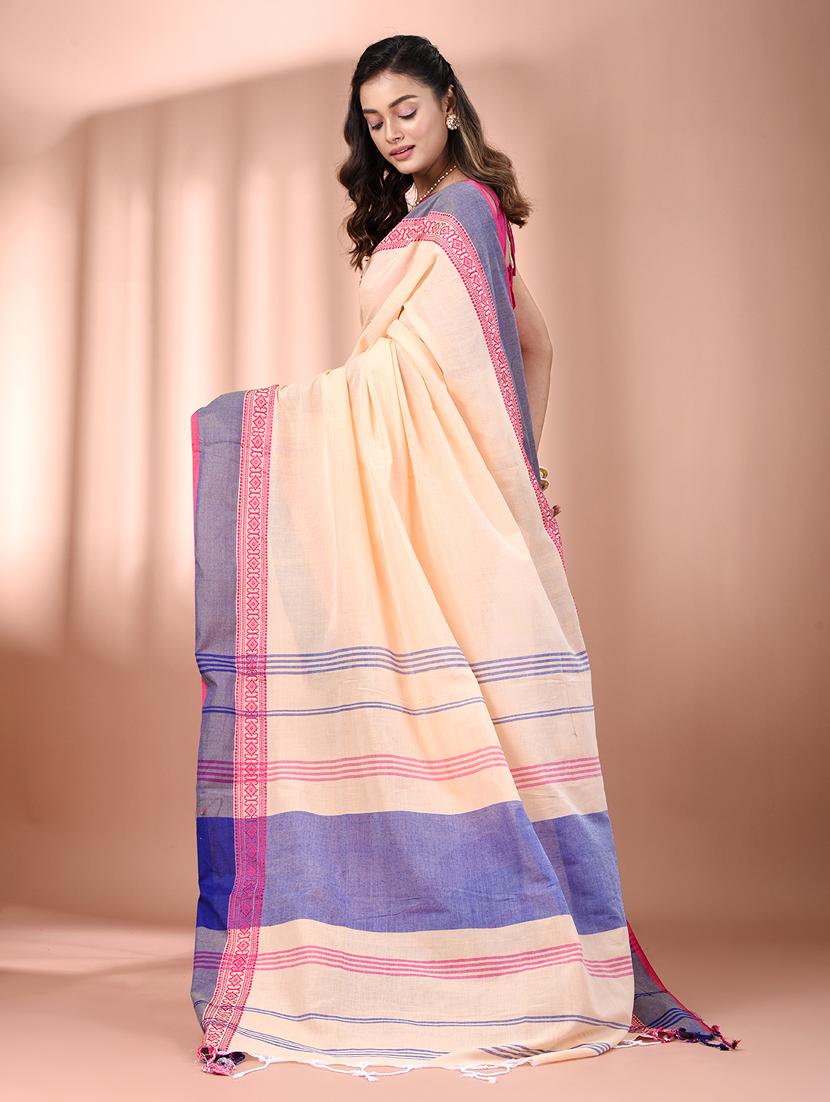 women beige handloom saree with blouse - 21905533 - Standard Image - 3
