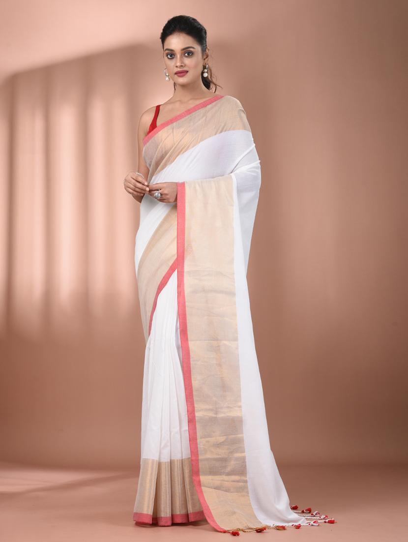 women white handloom saree with blouse - 21905536 -  Zoom Image - 0