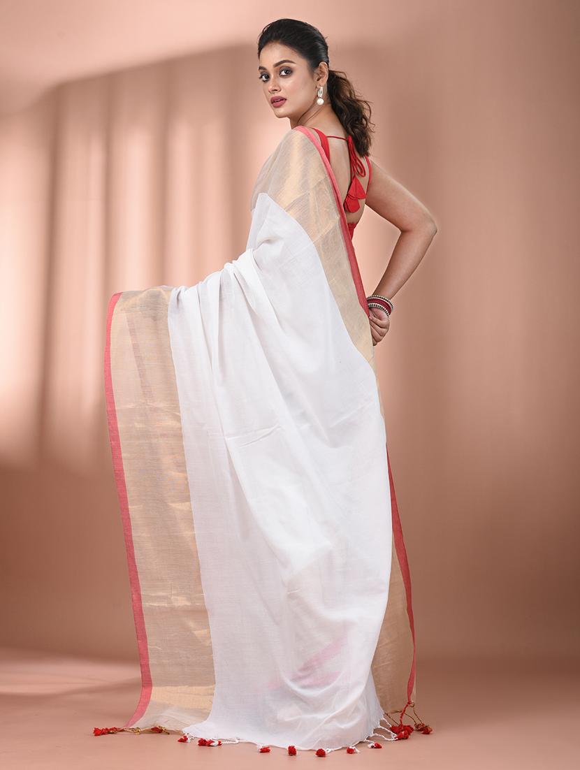 women white handloom saree with blouse - 21905536 - Standard Image - 3
