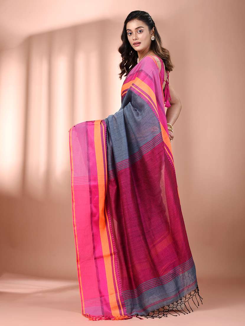 women grey handloom saree with blouse - 21905540 -  Standard Image - 3